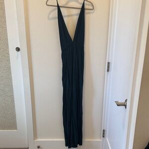 INDAH Deep Teal V-Neck Maxi Dress size S